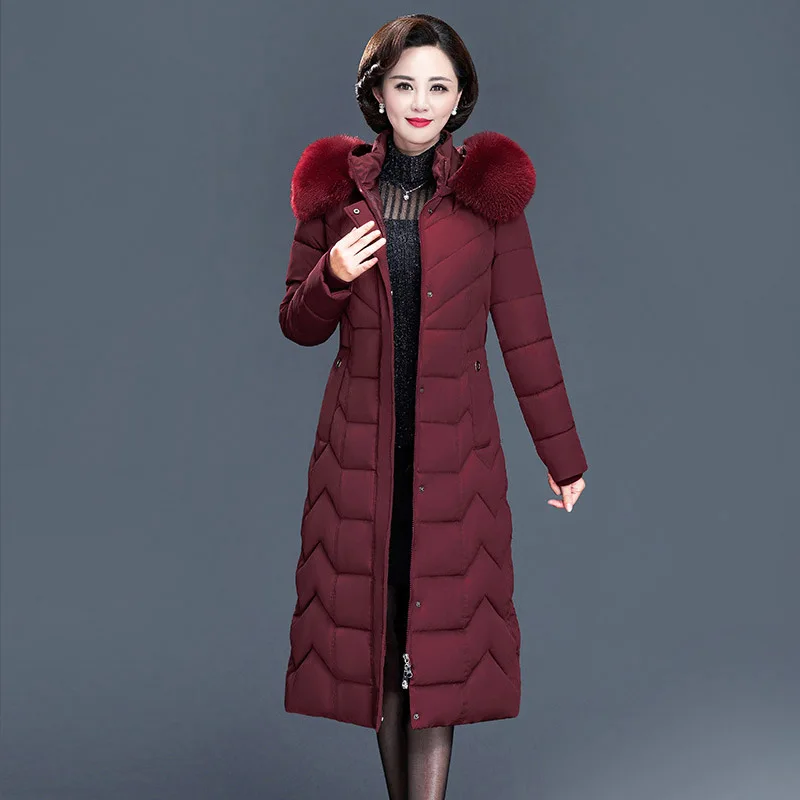 Goedkoop Vrouwelijke Jas Bont Capuchon Jas Lange Dikke Warme Oversize Vrouwen Winter Donsjack Down Jas Parka Slanke Kleding Plus size 7XL