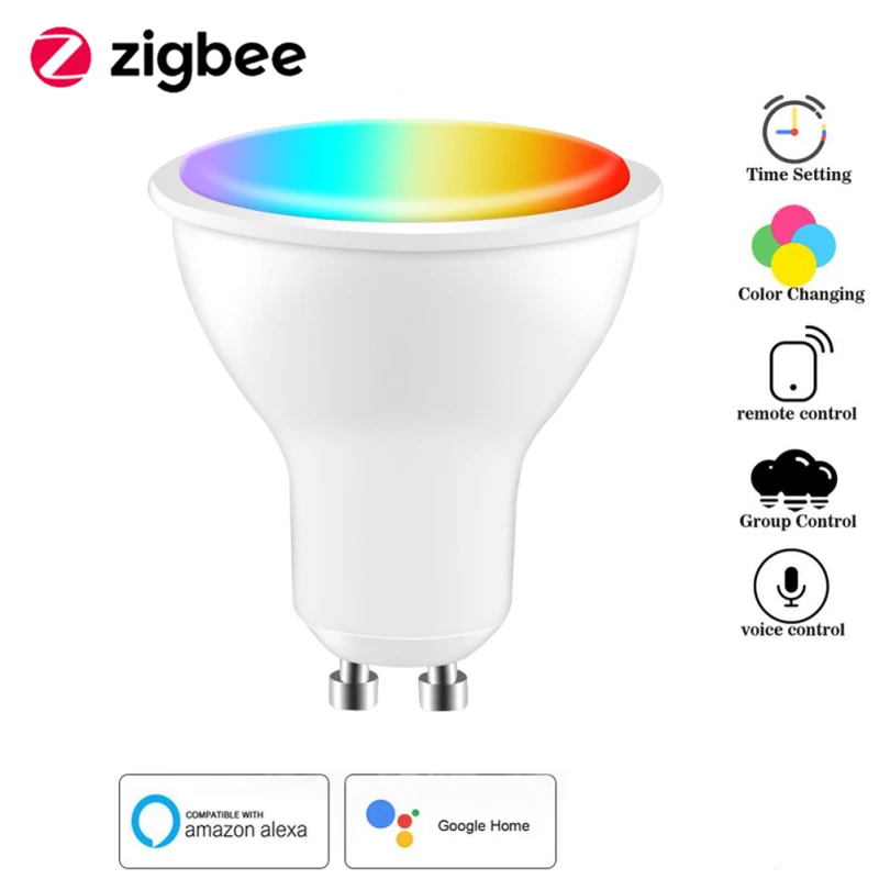 

Smart ZigBee GU10 WiFi Smart LED Light Bulb RGB C+W 5W Dimmable Lamps EWelink APP Control Spotlight Bulb Works With Alexa Google