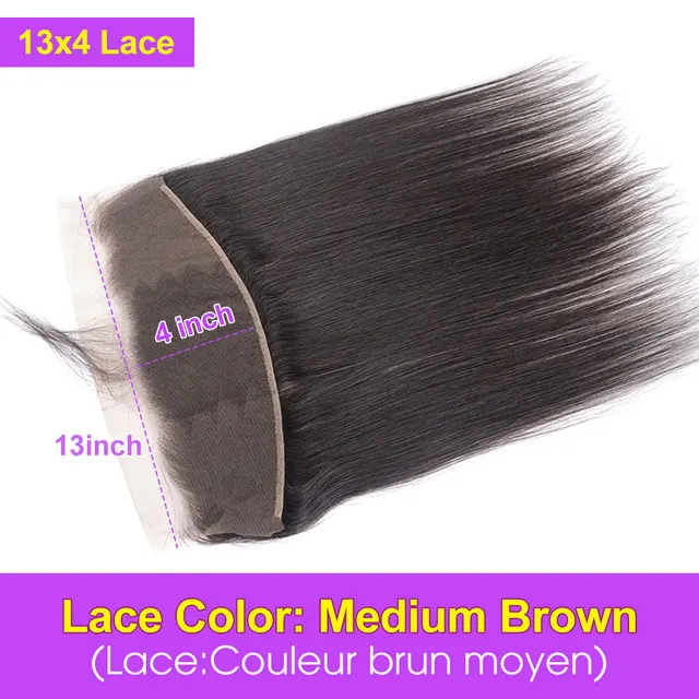 4x4 5x5 13x4 Transparent Lace Frontal Closure Brazilian Human Hair Swiss Lace 100% Human Remy Hair Pre Plucked With Baby Hair 13x4 Medium Brown