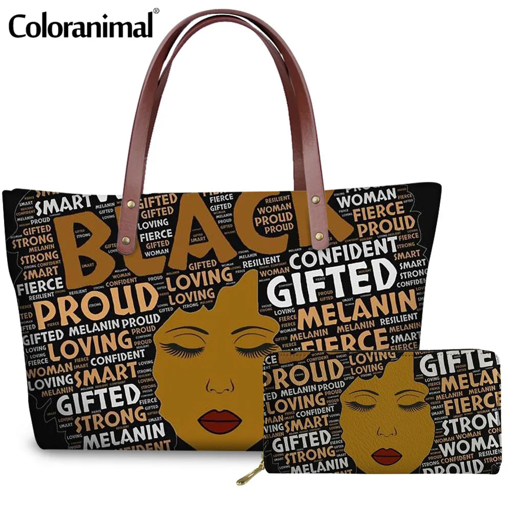 Coloranimal Black Art American Queen African Girl Brand Design Handbag
