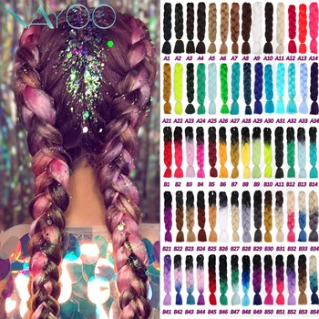 

Nayoo Hair Jumbo Braids Long Ombre Jumbo Synthetic Braiding Hair Crochet Blonde Pink Blue Grey Hair Extensions