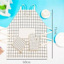 Комплект кухонной одежды из хлопка и льна для выпечки, кухонные рукавицы для духовки, изоляционные подушечки, фартук, жаростойкие рукавицы для духовки, перчатки для барбекю