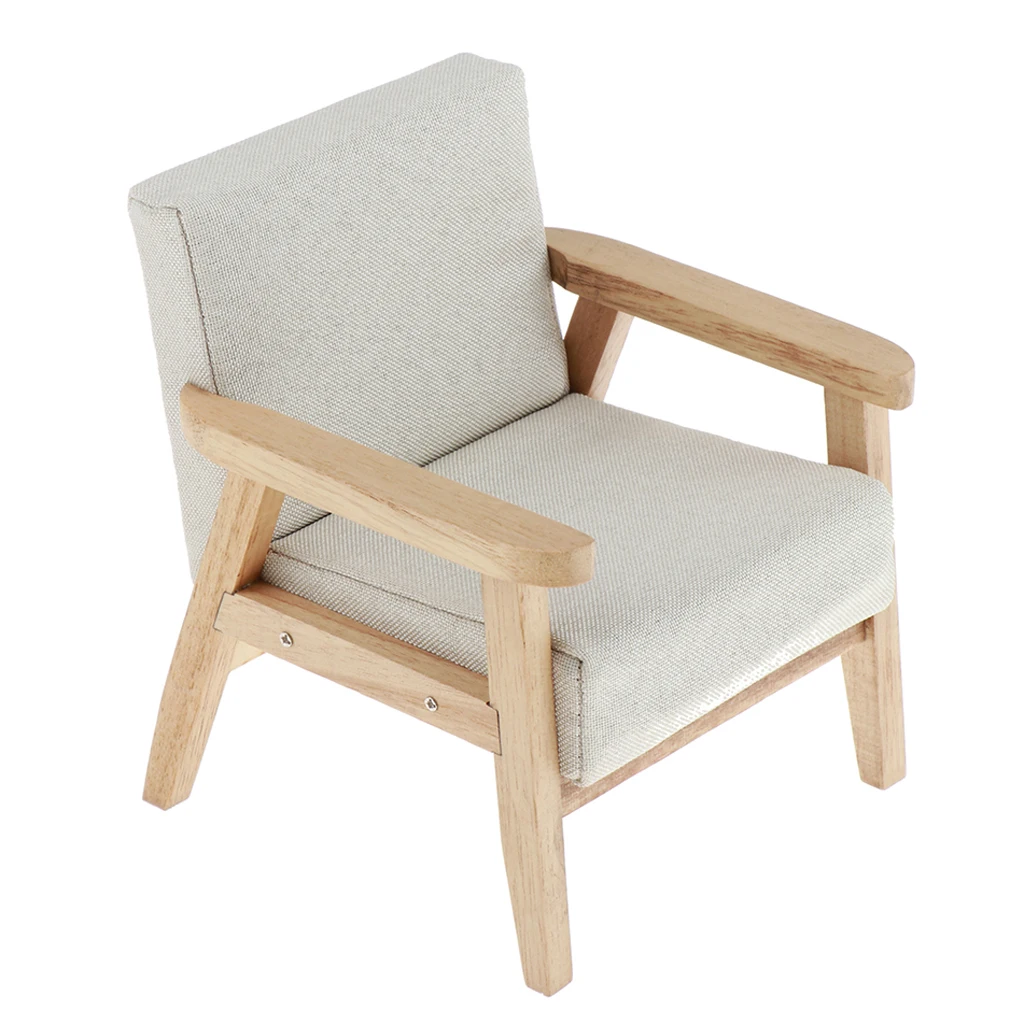 Dollhouse Furniture 1/6 Scale Miniature Armchair Toys for Dolls House Living Room Bedroom Decor - Red/Yellow/White Optional