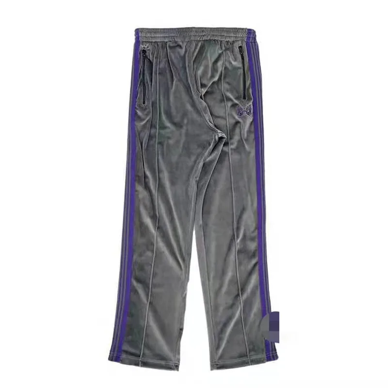 AWGE Needles тренировочные брюки для мужчин и женщин для влюбленных с вышивкой бабочки AWGE брюки с завязками для бега полосатые иглы спортивные штаны