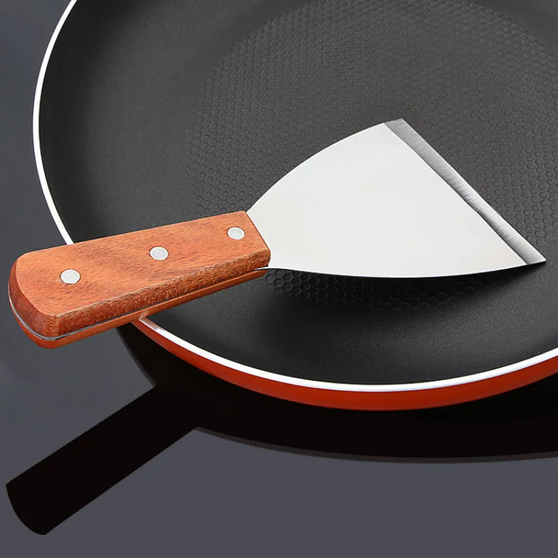 

Большая лезвие с деревянной ручкой, скошенная стальная лопатка, искусственная нержавеющая сталь, искусственный стейк, инструмент для выпечки