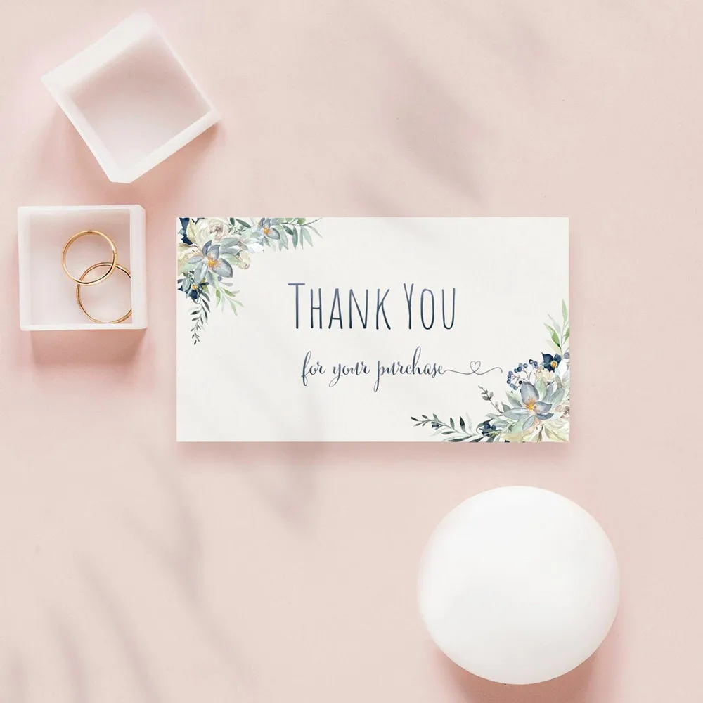 Personalize Business Name CardDIY Thank You for Your Order Card Blank Floral Cards Custom Text Social Medial | Дом и сад