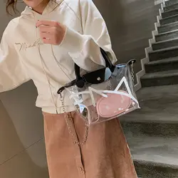 Интернет знаменитостей прозрачная сумка 2019 новая Chaohan версия 100 lap Наклонная Сумка цепь Одна сумка модная сумка