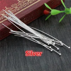 Silver Metal Ball Head Pins for DIY Jewelry Making - 200 Pieces, Various Sizes (Silver)