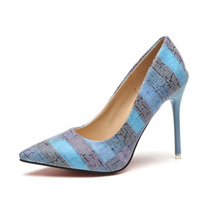 

COZULMA Women Elegant Point-Toe Pump Shoes 2019 Colorful Female Fashion Slip-on Thin Heels Party Shoes Size 34-42