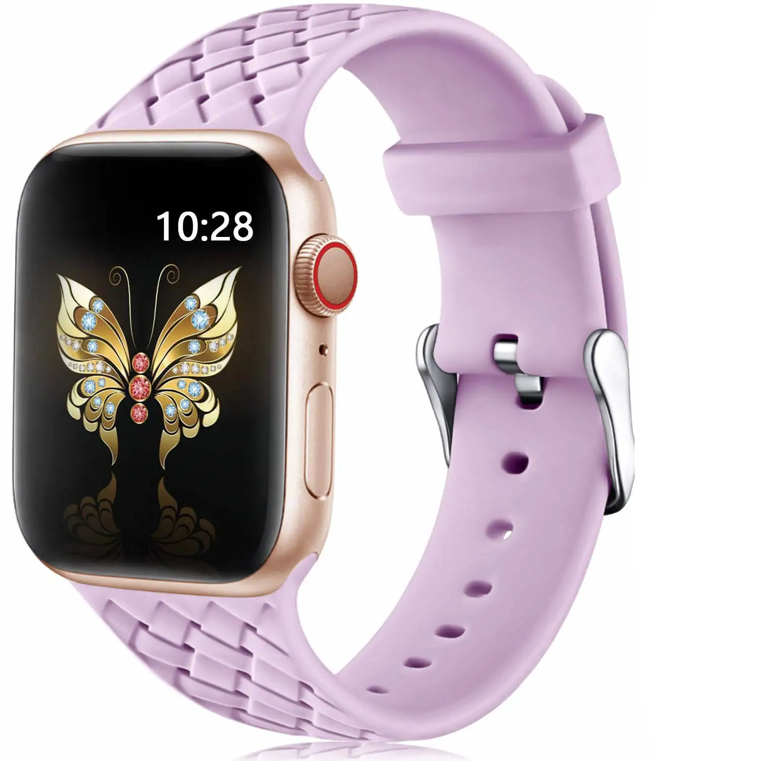 Силиконовый ремешок для apple watch 4 band 44 мм 40 мм iwatch band 42 мм 38 мм тканый браслет с узором ремешок для часов apple watch 4 5 3 2 1 - Цвет ремешка: lilac