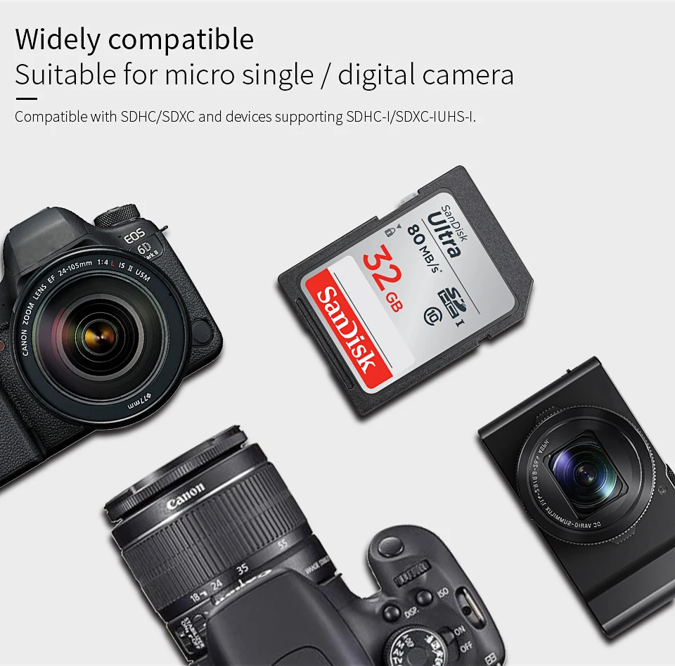 SanDisk SD карта до 80 МБ/с./с 128 Гб 64 ГБ 32 ГБ 16 ГБ Оригинальная карта памяти для камеры карты памяти высокого качества cartao de memoria