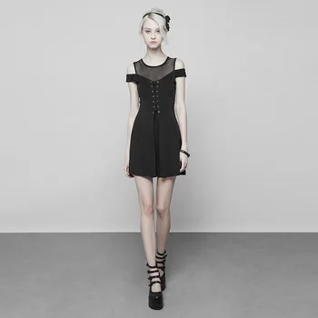 

PUNK RAVE Women's Knitted Mesh Strapless Dress Party Club Stage Performance Sexy Summer Short Dress