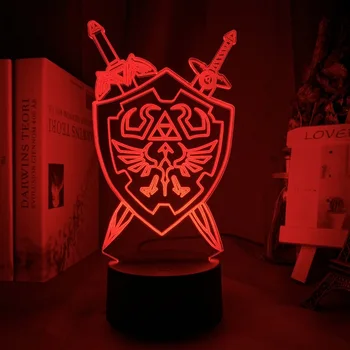 

Led Night Light Lamp The Legend of Zelda Link's Sword and Shield Nightlight for Game Room Decor Ideas Event Prize for Game Store