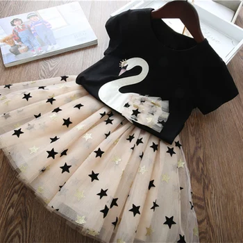 

Girls Dresses Summer Baby Cute Princess Girl Swan T- Shirt Ball Gown Dress Children Clothing Kids Princess Dress Clothes