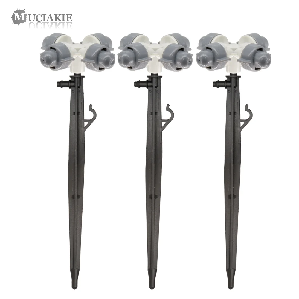 

MUCIAKIE, 10 шт., серая перекрестная распылительная форсунка на колышке для сада, ирригационный атомайзер, охлаждающая распылительная форсунка, разбрызгиватели