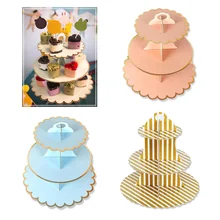 Подставка для торта, складные, одноразовые, трехслойные, вечерние, бумажные, для дня рождения, для послеобеденного чая, свадебные тарелки, вечерние, столовые приборы, подставка для торта