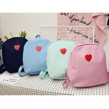 

New Arrival Cute Small Fresh Embroidery Backpack Heart Cute Letter College Wind Backpack Candy Color Student Bag