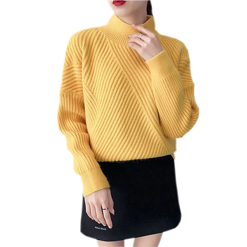 Осенняя Женская водолазка зимний свитер Suete джемпер оверсайз shrug свободный женский свитер, пуловер с длинным рукавом Повседневная одежда