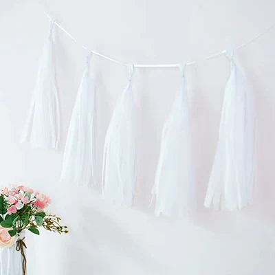 white 5 шт./упак. моноблок бумажное украшение для свадьбы Ленточки украшения Брак Свадебные украшения для дня рождения вечерние поставки Slingers - Цвет: white