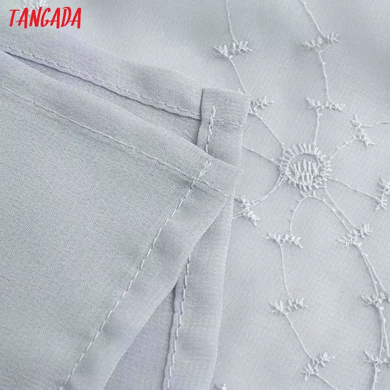 Tangada женское платье с цветочной вышивкой, короткий рукав, о-образный вырез, шифон,, винтажное женское плиссированное платье, vestidos 4M51