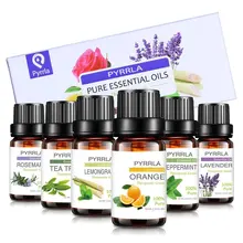 Pyrrla под глазами 10ml 6 шт./компл. с подарочной коробкой чистое эфирное масло увлажнитель для ароматерапии, бледно-лиловый розмарина перечной мяты оранжевый растительного масла