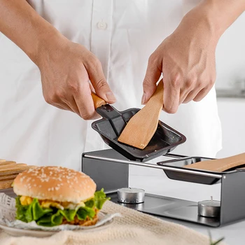 

New Mini Chocolate Fondue Set Fondue Pot Cheese Pot Set Stainless Steel Milk Pan Melting Pot 2 Wooden Spatula for Chocolate Chee