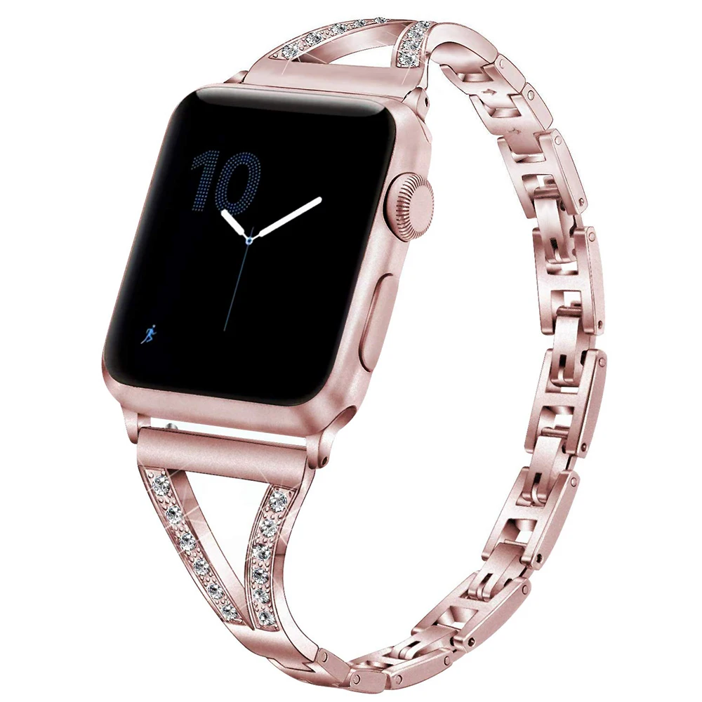 Роскошный браслет из нержавеющей стали для Apple Watch 3 2 1 42 мм 38 мм браслет ремешок для Iwatch серии 4 5 44 мм 40 мм