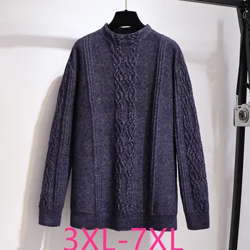 

2019 new autumn winter plus size tops for women large pullover long sleeve loose casual O neck knit sweater 3XL 4XL 5XL 6XL 7XL