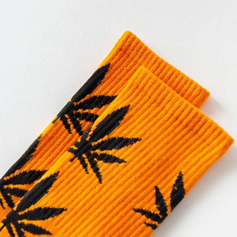 1Pair Comfortable Top Quality Cotton Sport Socks New Breathable Cycling Hemp Leaf Casual Long Weed Crew Sock hardloopsokken