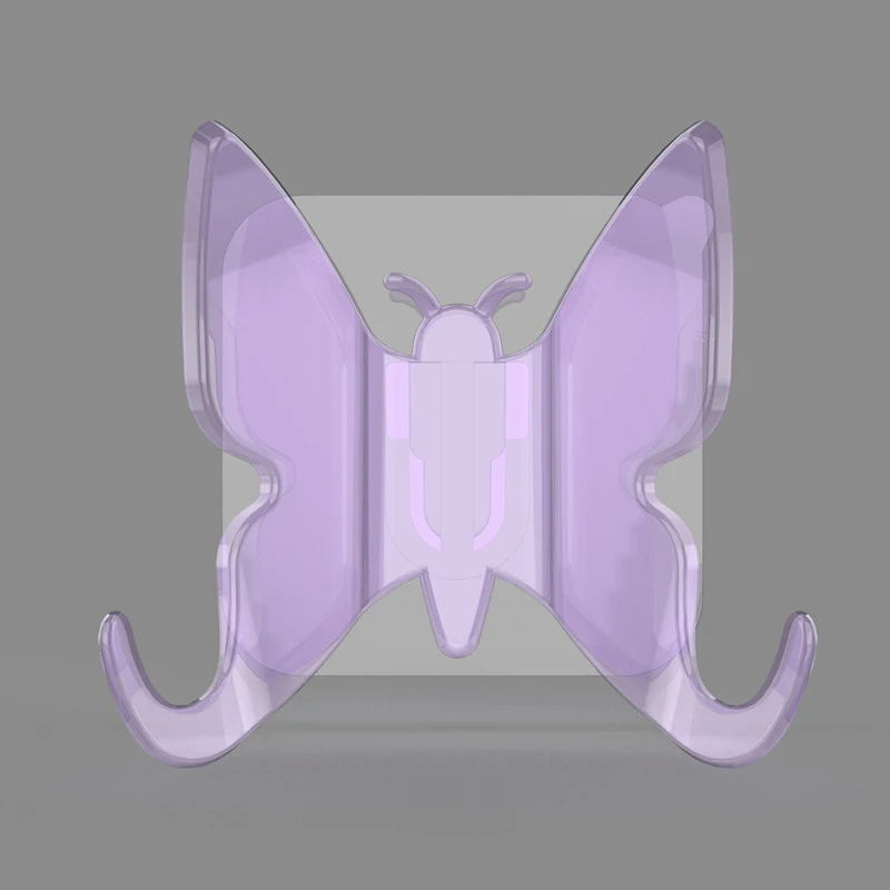 Light purple Декоративные крючки для душа, держатель на присоске для сумок, ключей, полотенец в форме бабочки, крючки для ванной комнаты, настенные вешалки - Цвет: Light purple