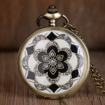 

Women Quartz Watches Vintage Unique Designs Pocket Watch Retro Bronze Analog Pendant Necklace 37.5 Chain Children Girl Gift