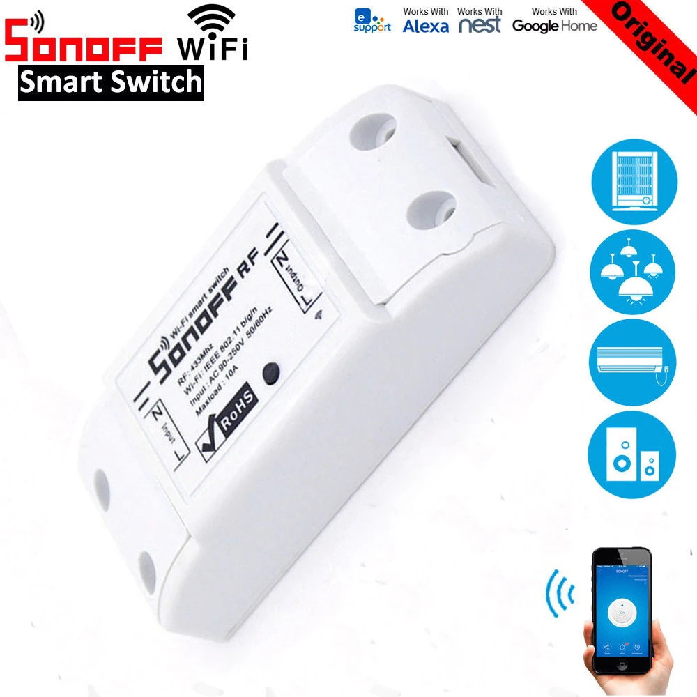 Itead Sonoff Smart Remote Управление переключатель Wi-Fi таймер DIY Беспроводной переключатель, Sonoff S20 ЕС Смарт Wi-Fi разъем, умный дом 10A/2200 Вт