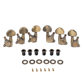 

Hricane 6Pcs / Set 3Right and Left Bronze Half Moon Button Guitar Sealed String Tuning Pegs Keys Machine Heads Tuners R 1:18