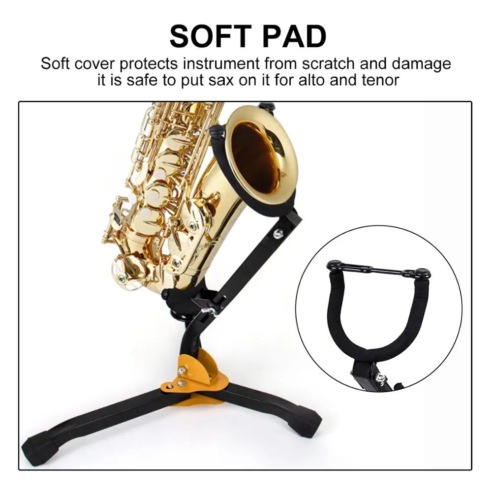  Kmise Alto-Tenor Sax Stand Foldable Portable Tripod Saxphone Stand Holder with Flute Stand&Clarinet