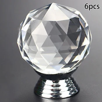 

6Pcs Drawer/wardrobe Door Cupboard Crystal Diamond Door Knobs Transparent Glass Clear Cabinet Drawer Handle