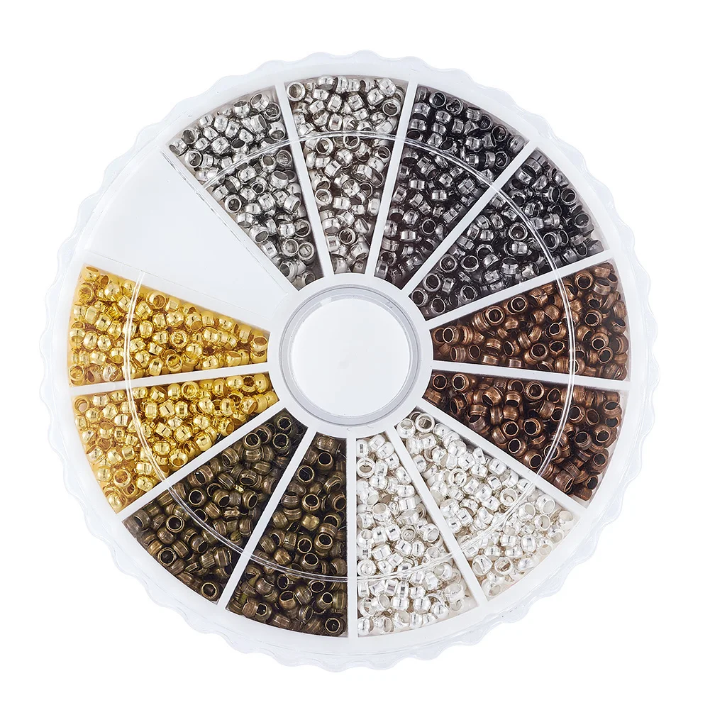 Multicolor Tube Crimp Beads Round Spacer Beads 2 boxes Mixed Bracelet Loose Beads for Jewellery Making
