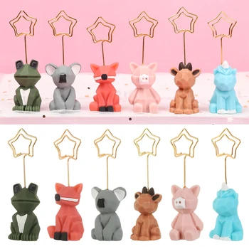 

2020 Kawaii Resin Animal Koala Frog Note Paper Card Clip Holder Desk Wedding Party Photo Stand Decorative Clip Holder Stationery