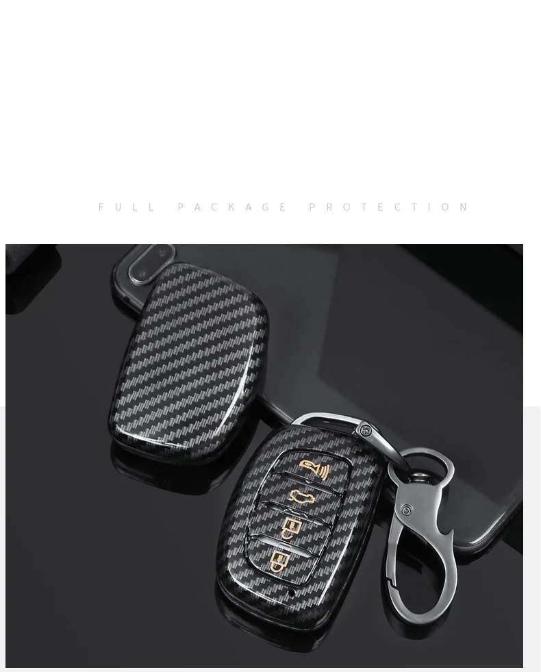 Glossy Carbon fiber ABS Key Case Key Cover For Hyundai Tucson Creta ix25 ix35 i20 i30 HB20 Elantra Verna Mistra