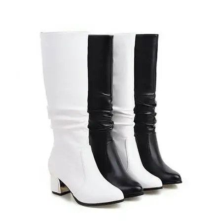 shows thin and thick medium heel high boots children's white boots pointed boots women's knights boots autumn and winter