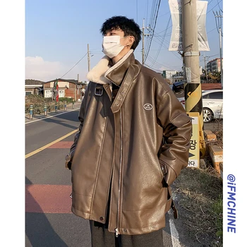 

Men's jacket 2019 autumn and winter new domineering locomotive warm leather jacket youth personality fashion men's clothing