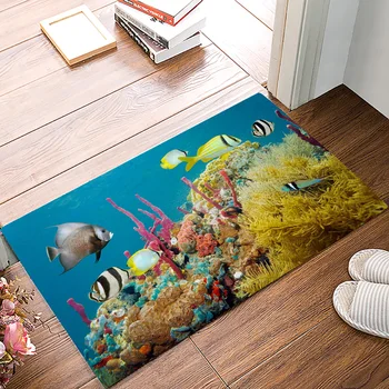 

Fish Coral Bottom Jamaica Reef Orange Caribbean Marine Wildlife Colorful Marine Life DoorMat Outdoor Indoor Bathroom Rug