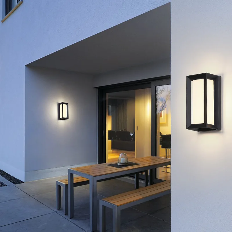 Outdoor E27 LED Aluminum Frame Wall Light 85-265V IP65 Waterproof Porch Lamp Garden Exterior Decor Sconce Lamp 12W 15W 20W 25W wall light,outdoor porch light