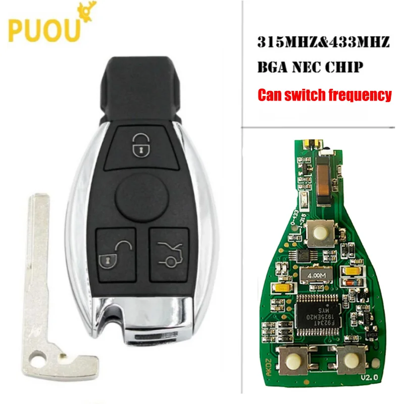 3 кнопки Smart Remote Key 315 МГц/433 МГц fob для Mercedes Benz После 2000 + NEC & BGA замена чипа NEC|Ключ от