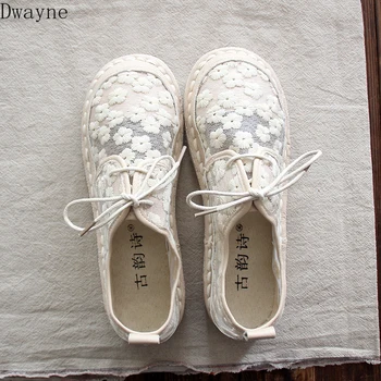 

Summer new retro art white shoes mesh breathable lace fisherman shoes fashion sandals