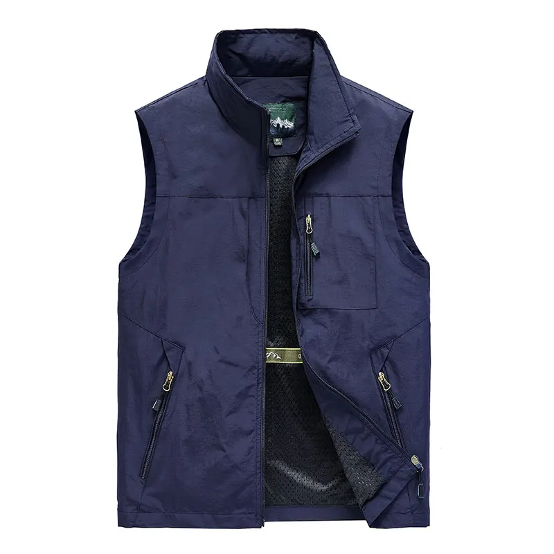 Men Summer Quick-drying Vest Men's Multi-Pocket Tooling  Sleeveless Jacket Outdoor Fishing Photography Waistcoat Work Vest 5XL