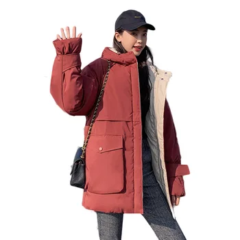 

Winter Coat Women's New Cotton-padded Jacket Women's Long Hooded Loose Cotton-padded Jacket Korean Fashion Jacket Coat