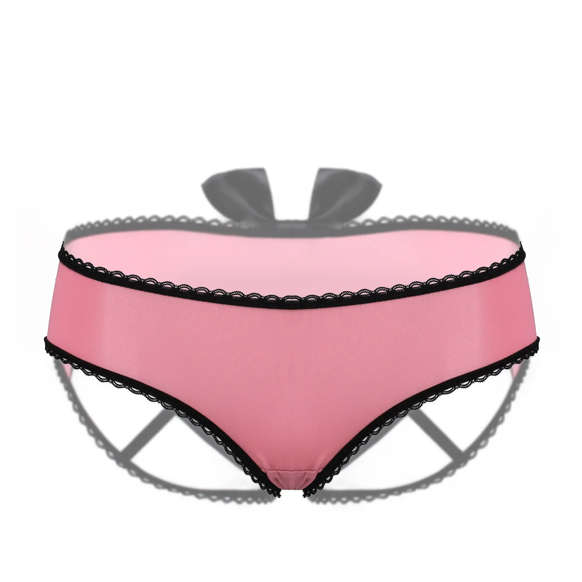 Sexy Ladies Panties Open Low Waist Bow Temptation Beautiful Hip Perspective Briefs Hollow Exposed Butt Pants Erotic Lingerie