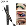 QIBEST Double Headed Seal Liquid Eyeliner Pencil Waterproof Eyeliner Stamp 12 Colors Quick Dry Contouring