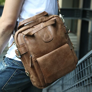 

Genuine Leather Messenger Bag Vintage Leather Shoulder Bag Crossbody Bag Male Tote Handbag Casual Satchel Bag
