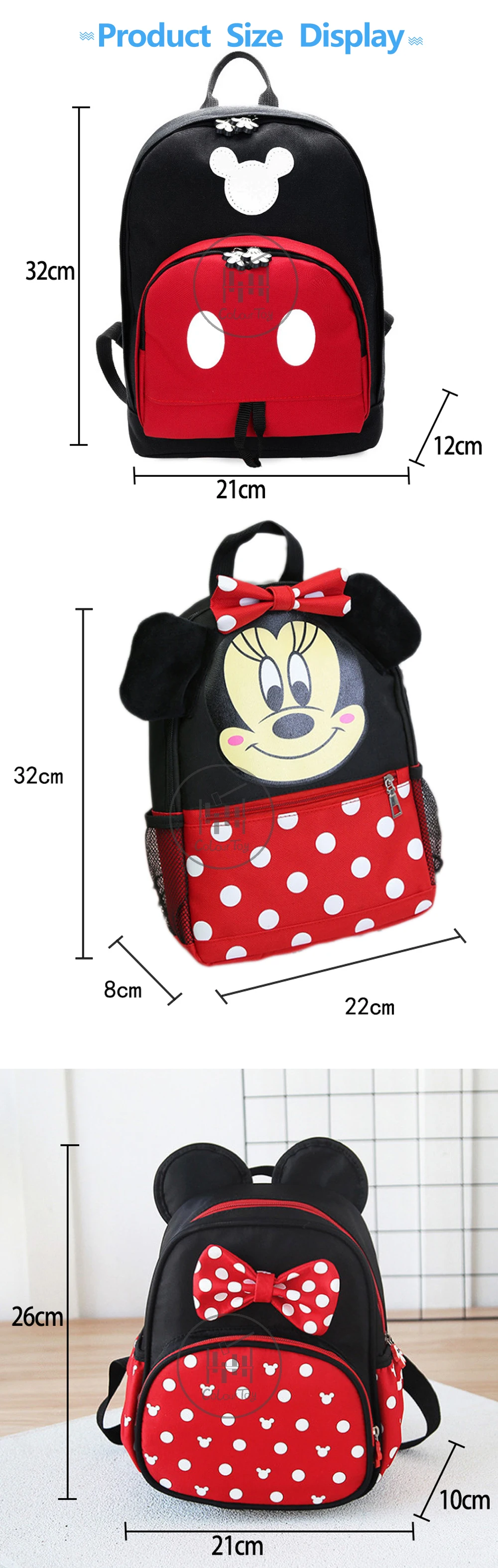 Disney Kids Backpack New Mickey Mouse School-Bag Children Girls Boys Backpacks Polyester Cute Cartoon Kindergarten Bags